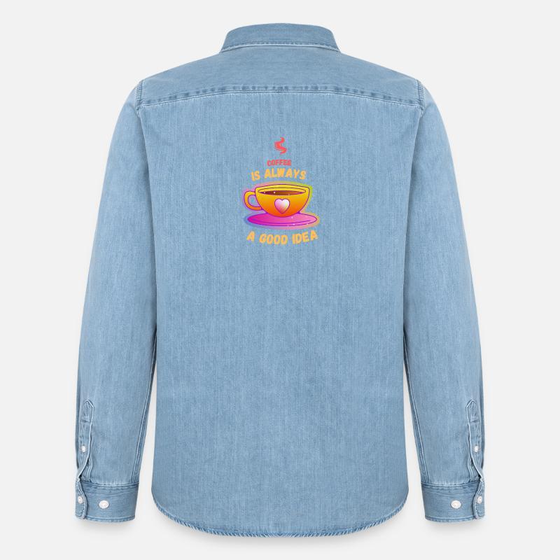 Kaffee ist immer eine gute Idee - Männer Jeanshemd Organic von Stanley/Stella - verwaschenes Hellblau