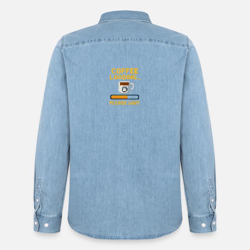 Coffee Loading… Please Wait - Männer Jeanshemd Organic von Stanley/Stella - verwaschenes Hellblau