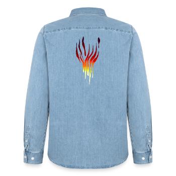Flammes Tribales - Chemise en denim homme bio Stanley/Stella - bleu clair délavé - Dos - AI Model Male 185 light (185cm)