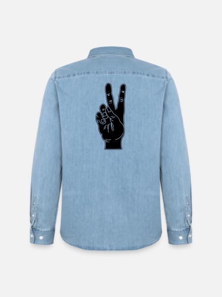 Black hand gesture peace - Men’s Organic Denim Shirt by Stanley/Stella - light wash