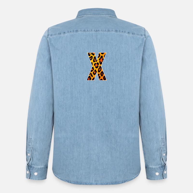 Leopard X Muster - Männer Jeanshemd Organic von Stanley/Stella - verwaschenes Hellblau