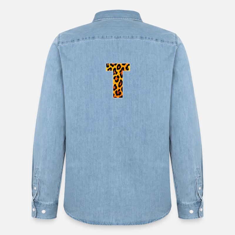 Firefur à gradient léopard - Chemise en denim homme bio Stanley/Stella - bleu clair délavé