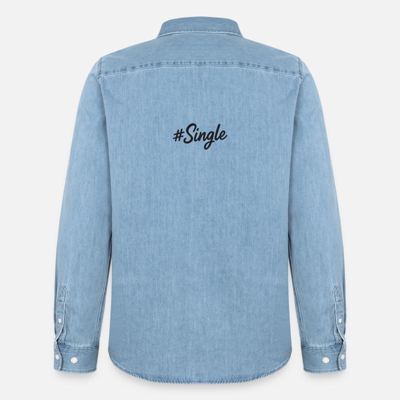 #Single – Statement Design in Handschrift - Männer Jeanshemd Organic von Stanley/Stella - verwaschenes Hellblau