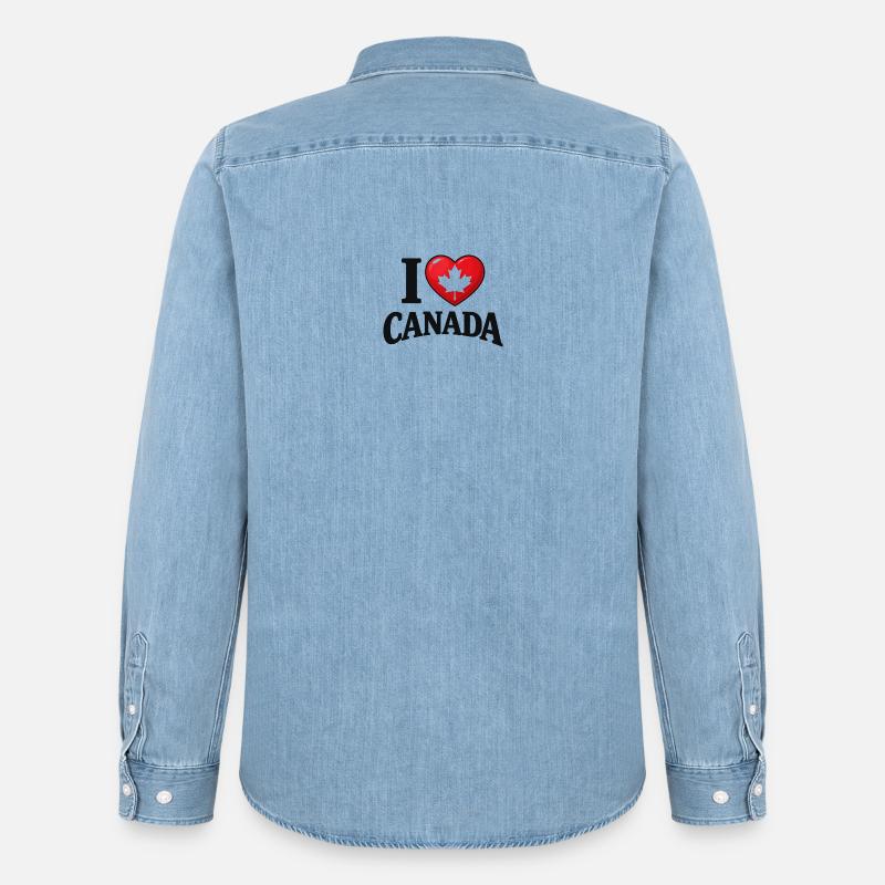 I Love Canada – Ahornblatt-Botschaft - Männer Jeanshemd Organic von Stanley/Stella - verwaschenes Hellblau