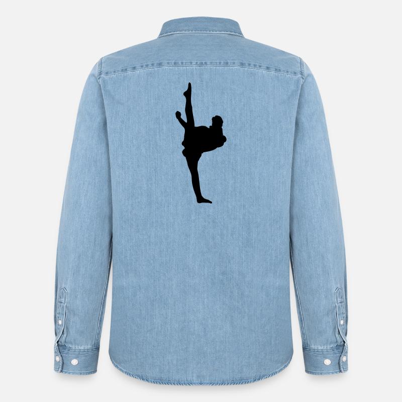 Karate oder Taekwondo High Kick - Männer Jeanshemd Organic von Stanley/Stella - verwaschenes Hellblau