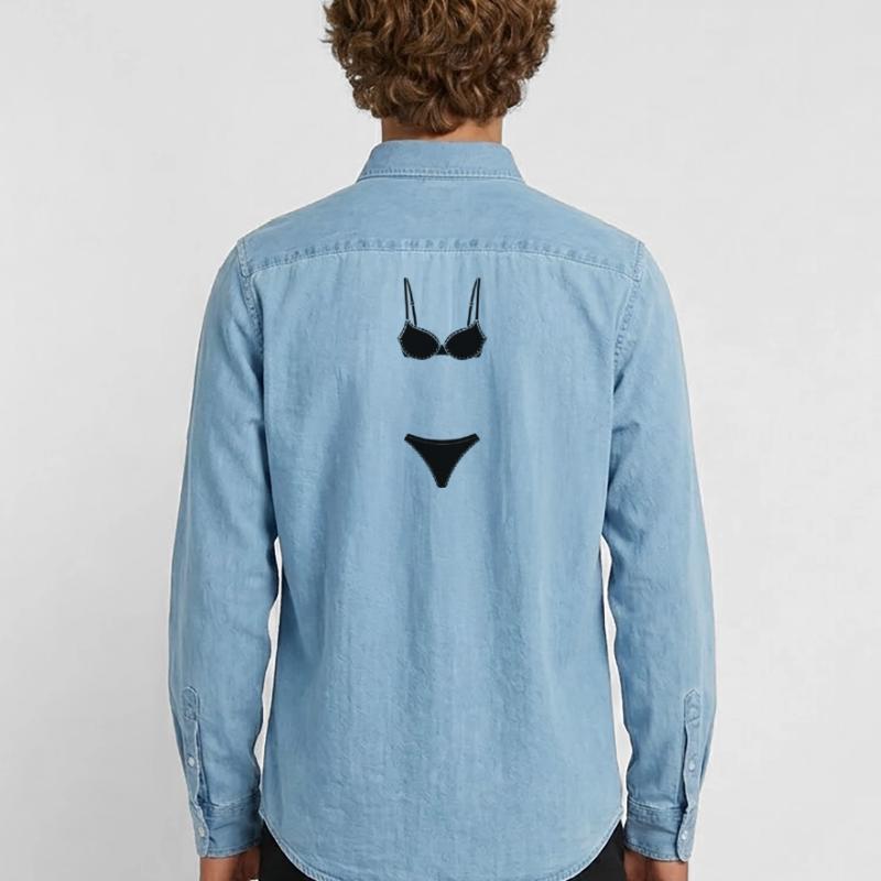 Dessous- oder Bekini-Logo für Geschäft oder Marktstand Männer Jeanshemd Organic von Stanley/Stella