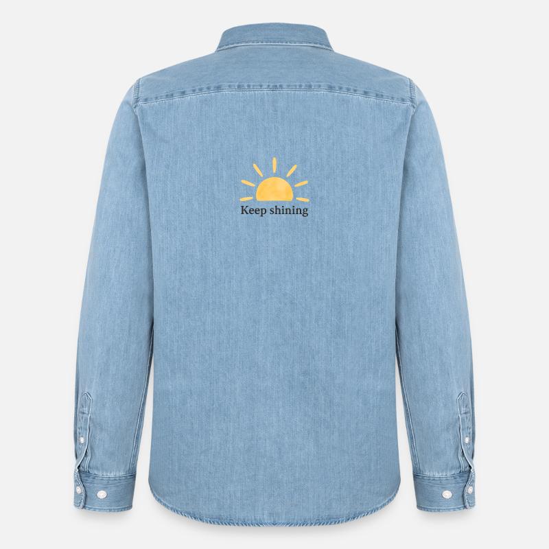 Keep Shining – Sonne – Minimalistisch - Männer Jeanshemd Organic von Stanley/Stella - verwaschenes Hellblau