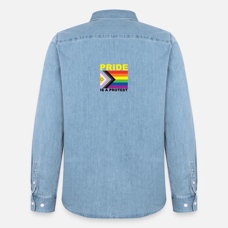 Pride is a Protest - Männer Jeanshemd Organic von Stanley/Stella - verwaschenes Hellblau