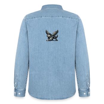 Flügelwolf Majestätisch - Männer Jeanshemd Organic von Stanley/Stella - verwaschenes Hellblau - Hinten - AI Model Male 185 light (185cm)