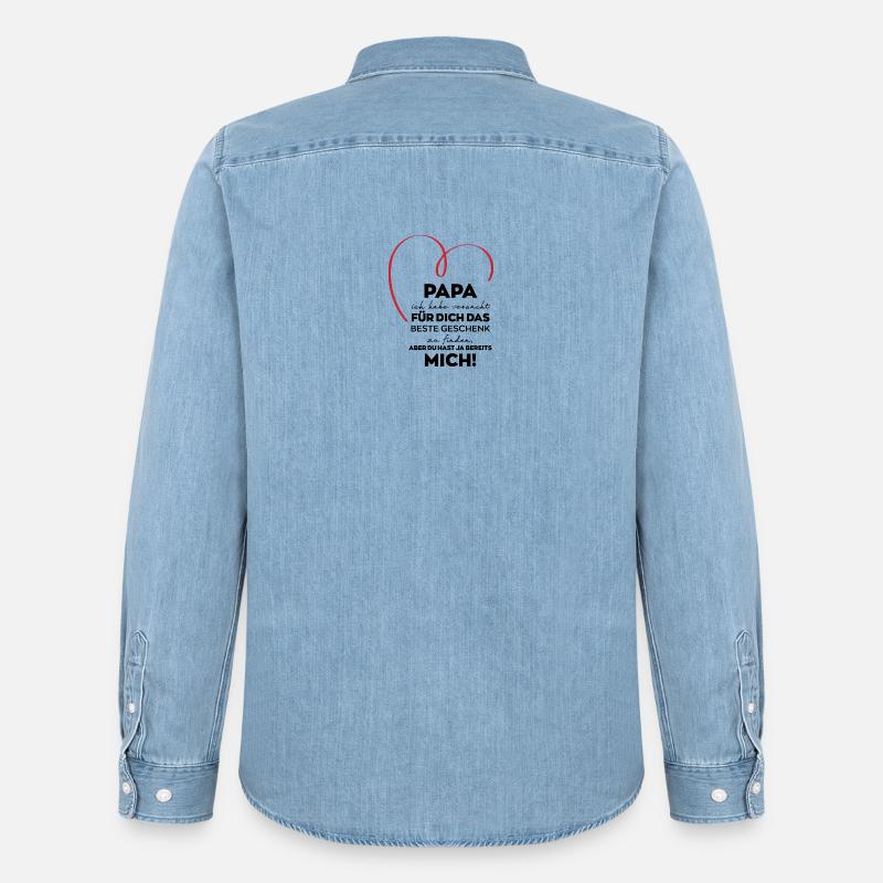 Papa lustiges Geschenk - Männer Jeanshemd Organic von Stanley/Stella - verwaschenes Hellblau