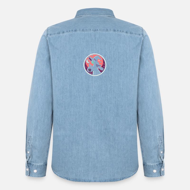 Hexe Comic - Männer Jeanshemd Organic von Stanley/Stella - verwaschenes Hellblau