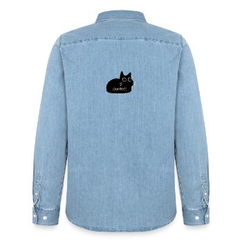 Purrfect - Cat Design for Cat Lover - Men’s Organic Denim Shirt by Stanley/Stella - light wash - Back - AI Model Male 185 light (185cm)
