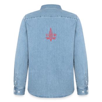 REDTWO CROSS - Men’s Organic Denim Shirt by Stanley/Stella - light wash - Back - AI Model Male 185 light (185cm)