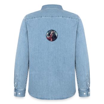 Knight's love under the stars - Men’s Organic Denim Shirt by Stanley/Stella - light wash - Back - AI Model Male 185 light (185cm)