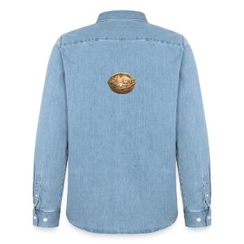 Chaton nid endormi - Chemise en denim homme bio Stanley/Stella - bleu clair délavé - Dos - AI Model Male 185 light (185cm)