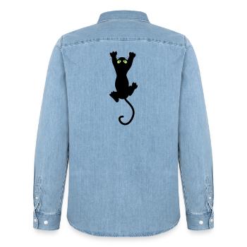 Cat fun - Chemise en denim homme bio Stanley/Stella - bleu clair délavé - Dos - AI Model Male 185 light (185cm)