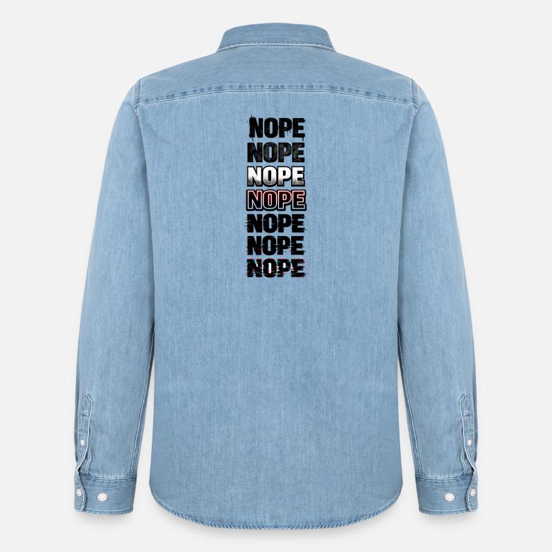Nein, Neon-Glitch-Textstack - Männer Jeanshemd Organic von Stanley/Stella - verwaschenes Hellblau