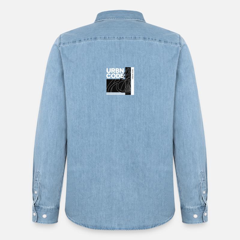 Conception de lignes de code urbain - Chemise en denim homme bio Stanley/Stella - bleu clair délavé