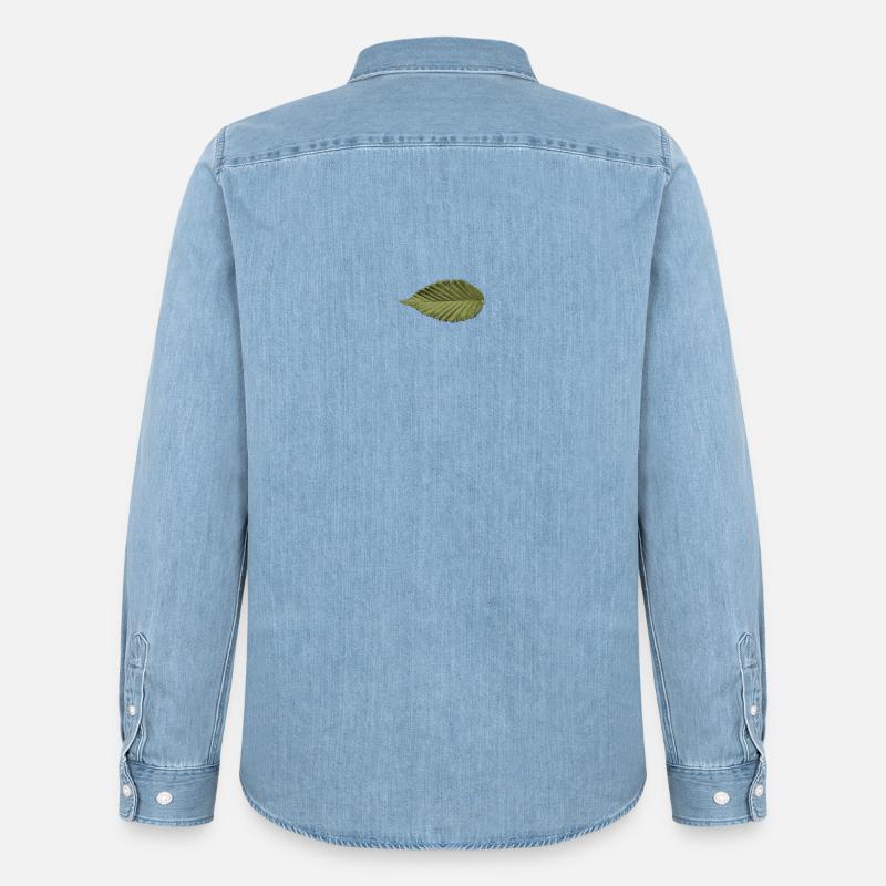 Leaf Structure Olive Green Pattern - Men’s Organic Denim Shirt by Stanley/Stella - light wash