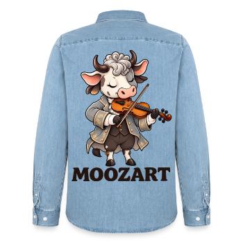 Cute Cow Mozart Wortspiel Klassische Musik Geiger Kunst - Männer Jeanshemd Organic von Stanley/Stella - verwaschenes Hellblau - Hinten - AI Model Male 185 light (185cm)
