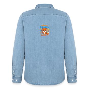 Kleiner Künstler im Kindergarten - Männer Jeanshemd Organic von Stanley/Stella - verwaschenes Hellblau - Hinten - AI Model Male 185 light (185cm)