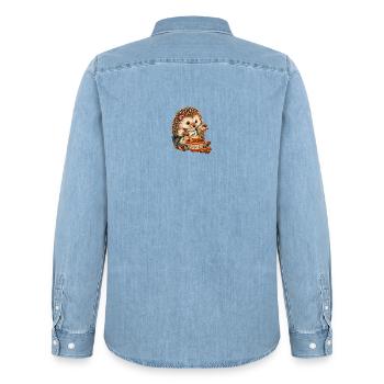 Igel mischt Gewürze - Männer Jeanshemd Organic von Stanley/Stella - verwaschenes Hellblau - Hinten - AI Model Male 185 light (185cm)