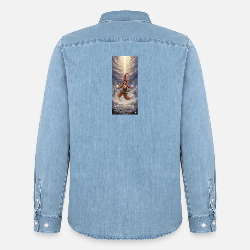 Fox Magic in the Light Path - Men’s Organic Denim Shirt by Stanley/Stella - light wash