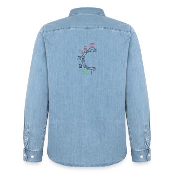 Basketball Glaube Emblem Philipper 4:13 - Männer Jeanshemd Organic von Stanley/Stella - verwaschenes Hellblau - Hinten - AI Model Male 185 light (185cm)