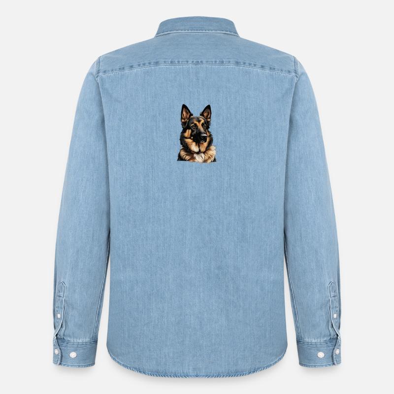 schäferhund - Männer Jeanshemd Organic von Stanley/Stella - verwaschenes Hellblau