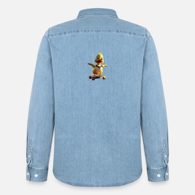 Skating Duck - Männer Jeanshemd Organic von Stanley/Stella - verwaschenes Hellblau