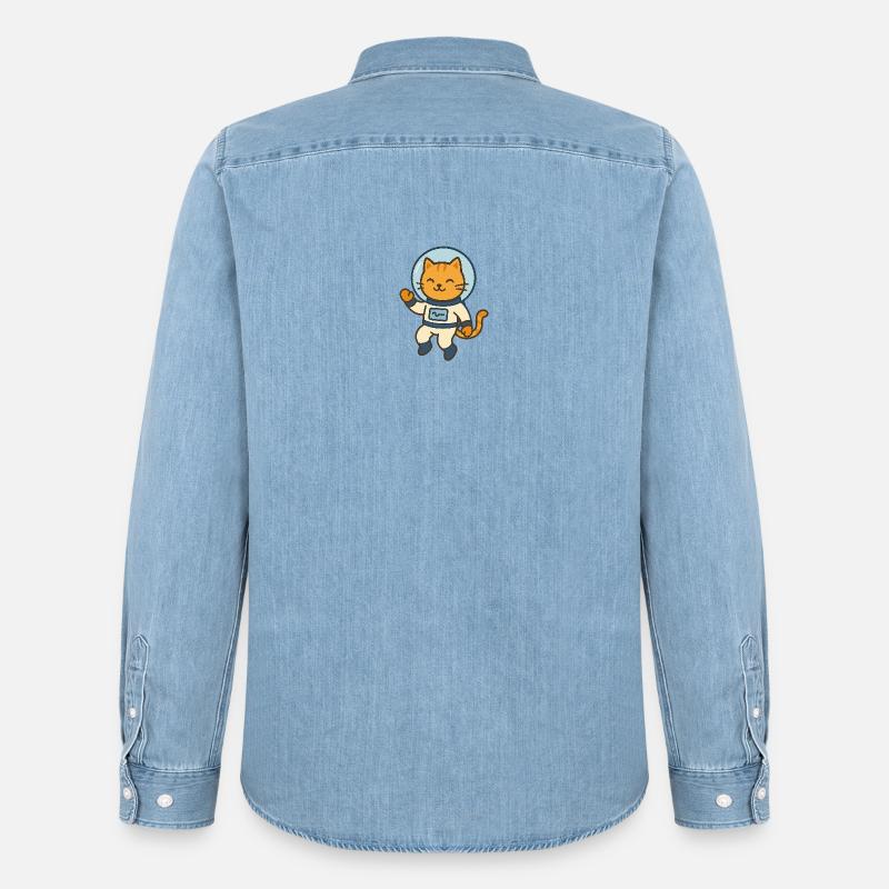 Astrokatze - Männer Jeanshemd Organic von Stanley/Stella - verwaschenes Hellblau