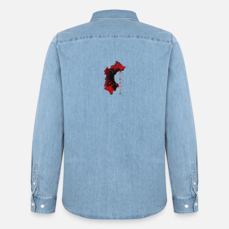 Albania - Männer Jeanshemd Organic von Stanley/Stella - verwaschenes Hellblau