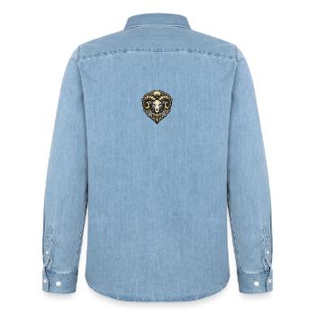 Goldram-Ornament Ramkopf Design - Männer Jeanshemd Organic von Stanley/Stella - verwaschenes Hellblau - Hinten - AI Model Male 185 light (185cm)