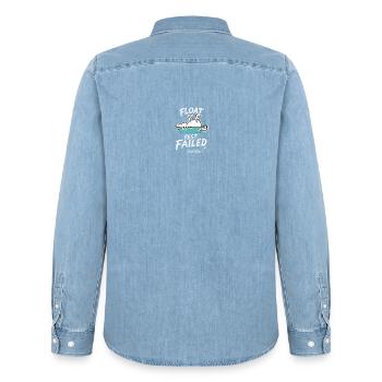 Dead Unicorn: Schwimmtest Fehlgeschlagen - Männer Jeanshemd Organic von Stanley/Stella - verwaschenes Hellblau - Hinten - AI Model Male 185 light (185cm)