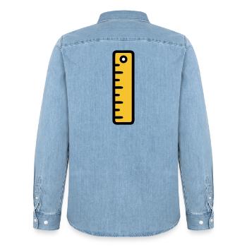 Scale Ruler Tool Office - Men’s Organic Denim Shirt by Stanley/Stella - light wash - Back - AI Model Male 185 light (185cm)