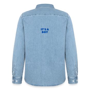 It's a Boy - Es ist ein Junge - Gender Reveal - Men’s Organic Denim Shirt by Stanley/Stella - light wash - Back - AI Model Male 185 light (185cm)