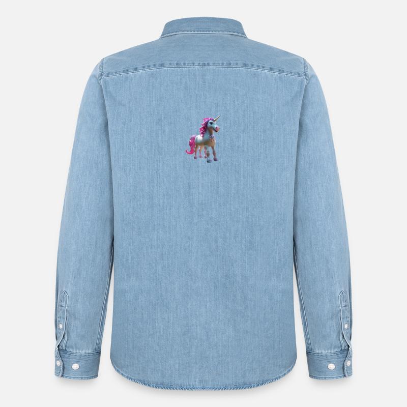 Einhorn - Männer Jeanshemd Organic von Stanley/Stella - verwaschenes Hellblau