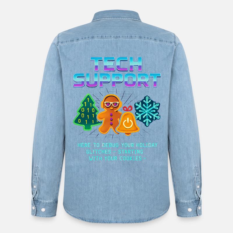 Lustiger Technischer Support Debug Weihnachten - Männer Jeanshemd Organic von Stanley/Stella - verwaschenes Hellblau