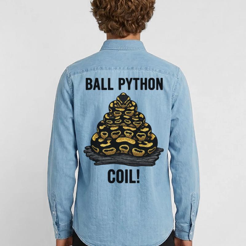 Python Royal Ball Python Coil Reptile Pyramide Chemise en denim homme bio Stanley/Stella