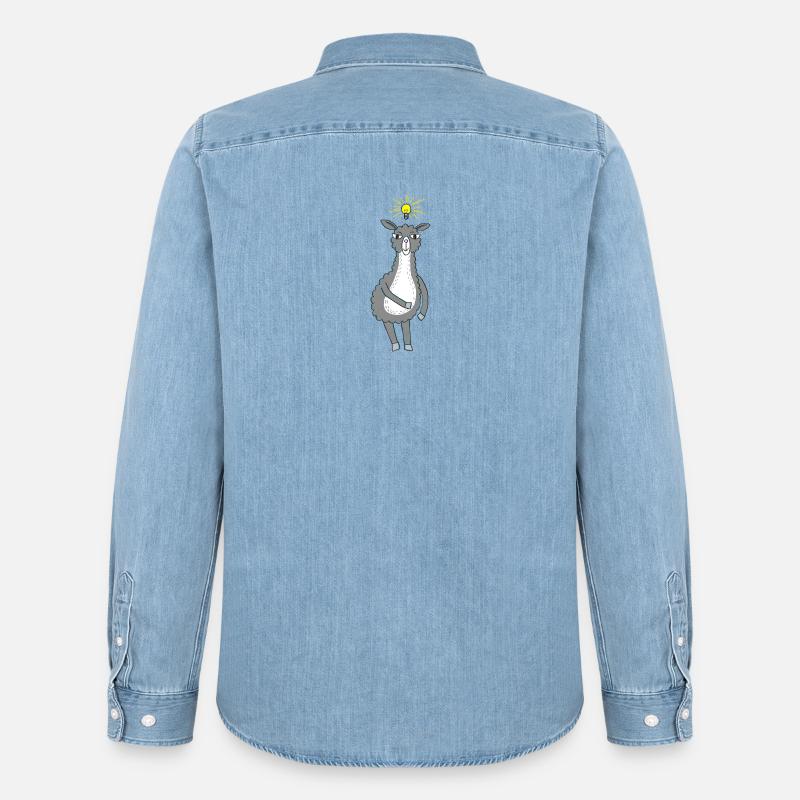 Lama hat eine Idee - Männer Jeanshemd Organic von Stanley/Stella - verwaschenes Hellblau
