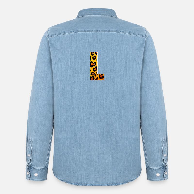 Leopard Print Eckdesign - Männer Jeanshemd Organic von Stanley/Stella - verwaschenes Hellblau