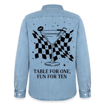 Table For One Martini Party - Männer Jeanshemd Organic von Stanley/Stella - verwaschenes Hellblau - Hinten - AI Model Male 185 light (185cm)