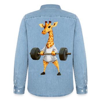 Giraffe Sport - Männer Jeanshemd Organic von Stanley/Stella - verwaschenes Hellblau - Hinten - AI Model Male 185 light (185cm)