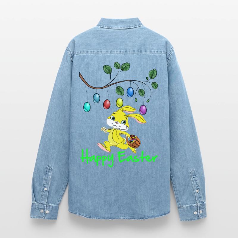 Easter Easter, happy easter, easter bunny, happy easter Men’s Organic Denim Shirt by Stanley/Stella
