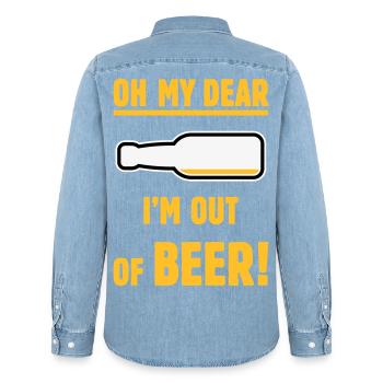 Oh My Dear – I’m Out Of Beer! (Ale Lager / NEG 3C) - Men’s Organic Denim Shirt by Stanley/Stella - light wash - Back - AI Model Male 185 light (185cm)