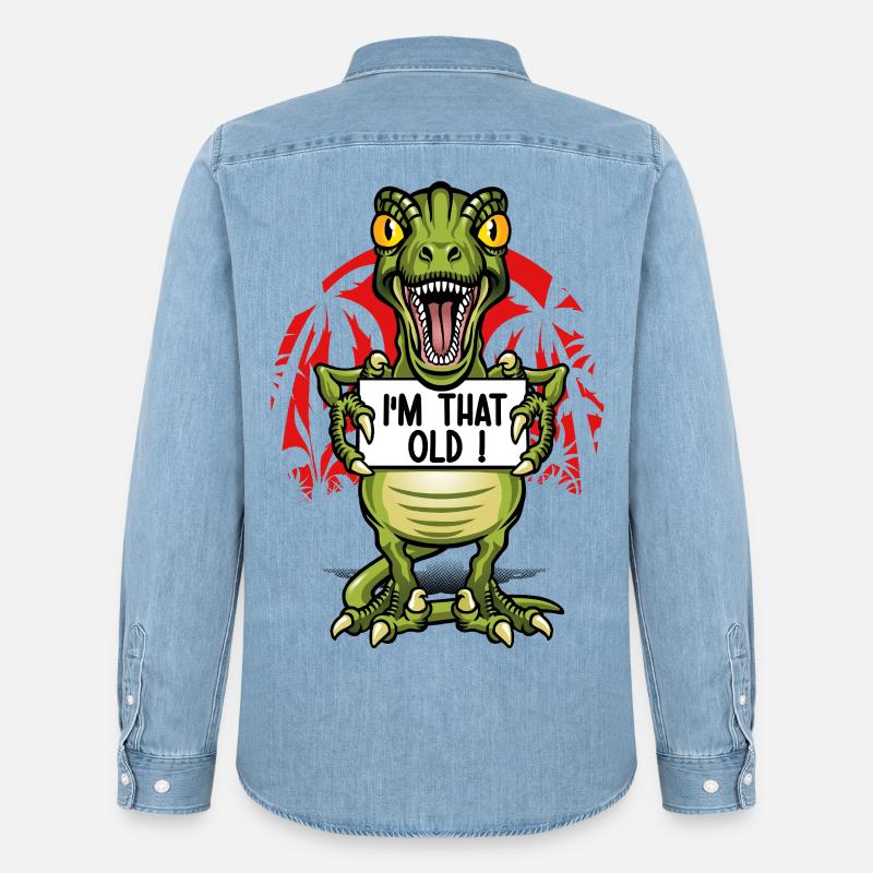 Ich bin ein alter Dinosaurier - Männer Jeanshemd Organic von Stanley/Stella - verwaschenes Hellblau
