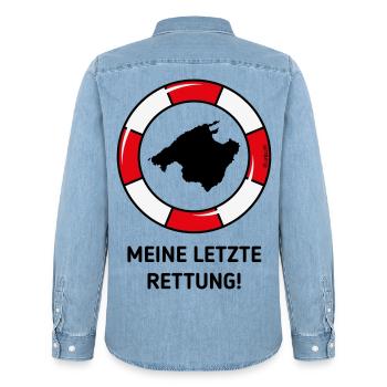Meine Letzte Rettung! (Mallorca / Urlaub / POS 3C) - Männer Jeanshemd Organic von Stanley/Stella - verwaschenes Hellblau - Hinten - AI Model Male 185 light (185cm)