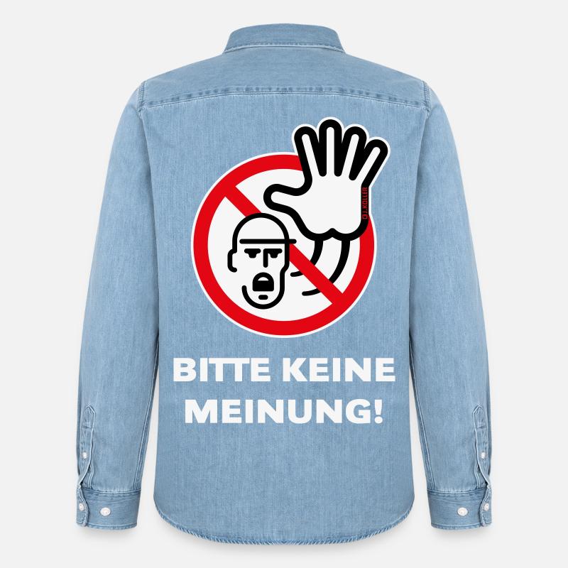 Bitte Keine Meinung! (Warnzeichen Warnschild / 3C) - Männer Jeanshemd Organic von Stanley/Stella - verwaschenes Hellblau
