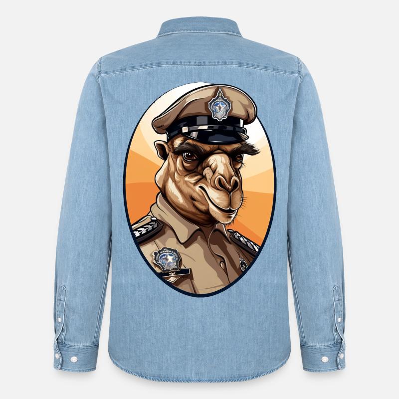 Kamel Polizei - Männer Jeanshemd Organic von Stanley/Stella - verwaschenes Hellblau