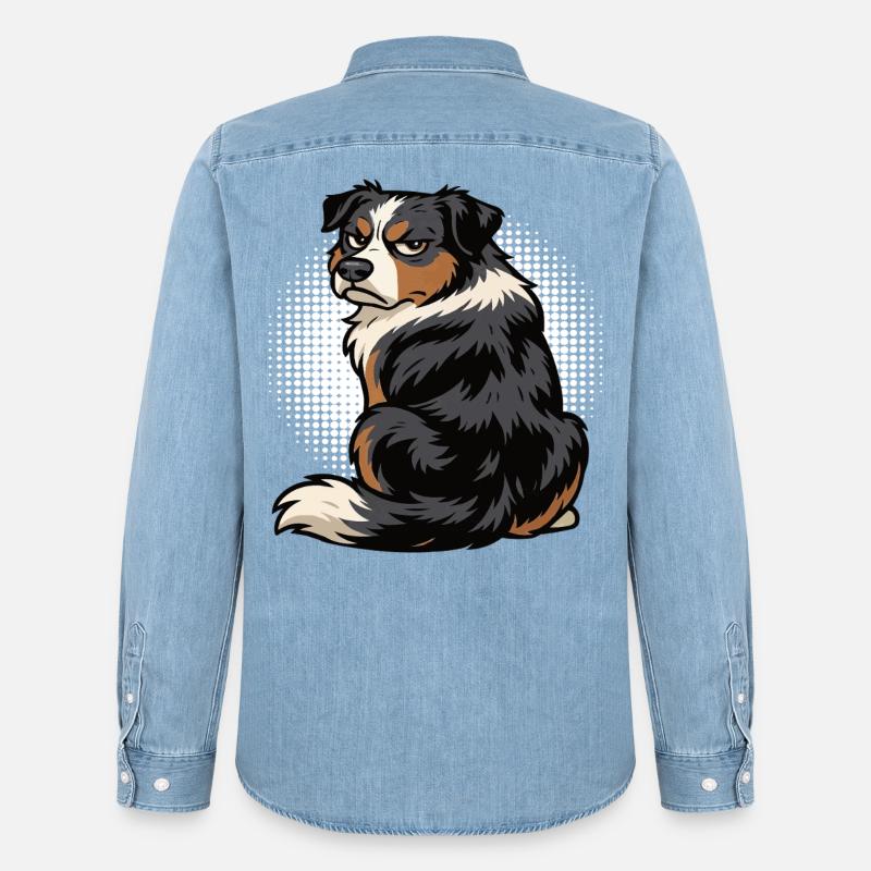 Australian Shepherd Aussie Aussiebesitzer Aussies - Männer Jeanshemd Organic von Stanley/Stella - verwaschenes Hellblau